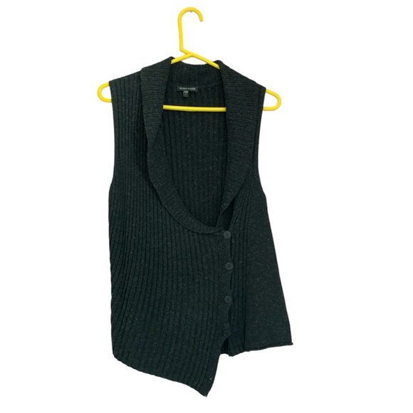 Eileen Fisher Cotton Viscose Linen Wrap Vest Asymmetrical Hem Size Large - Picture 1 of 11